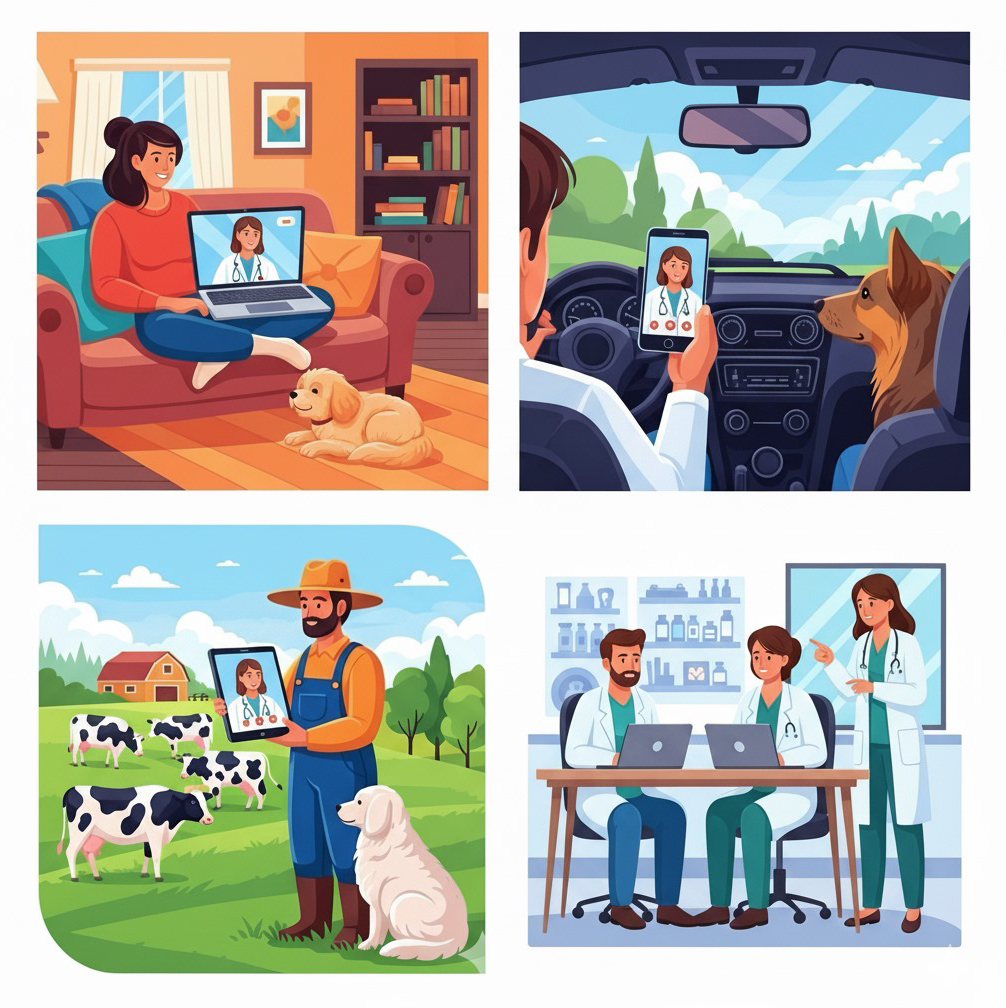 Veterinary professional examining a dog